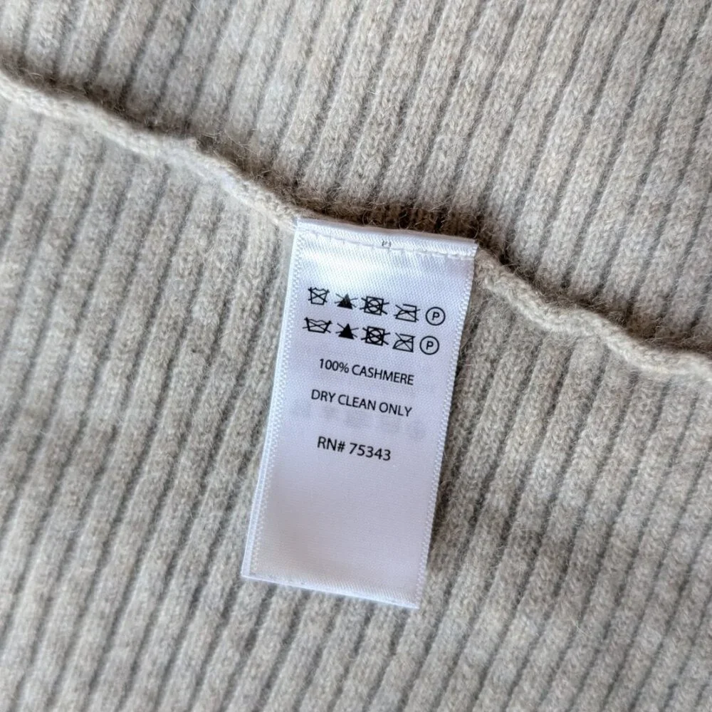 St. Tropez West Beige Cashmere Hooded Open Front Cardigan size XL